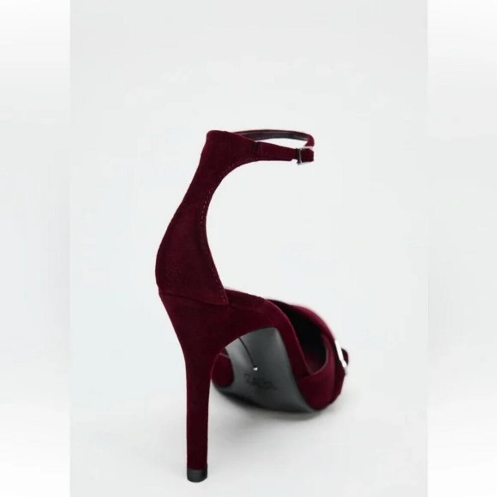 ZARA VELVET EFFECT THIN HEELED SHOES - Picture 4 of 5